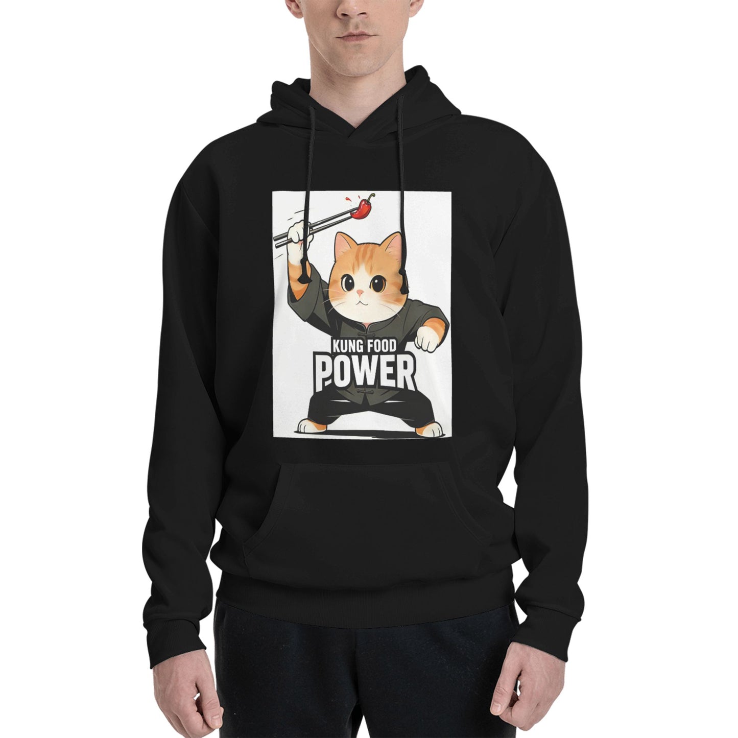 KUNG FOOD POWER Hoodie - White with Kung Fu Cat Design | 2026 World Cup Streetwear