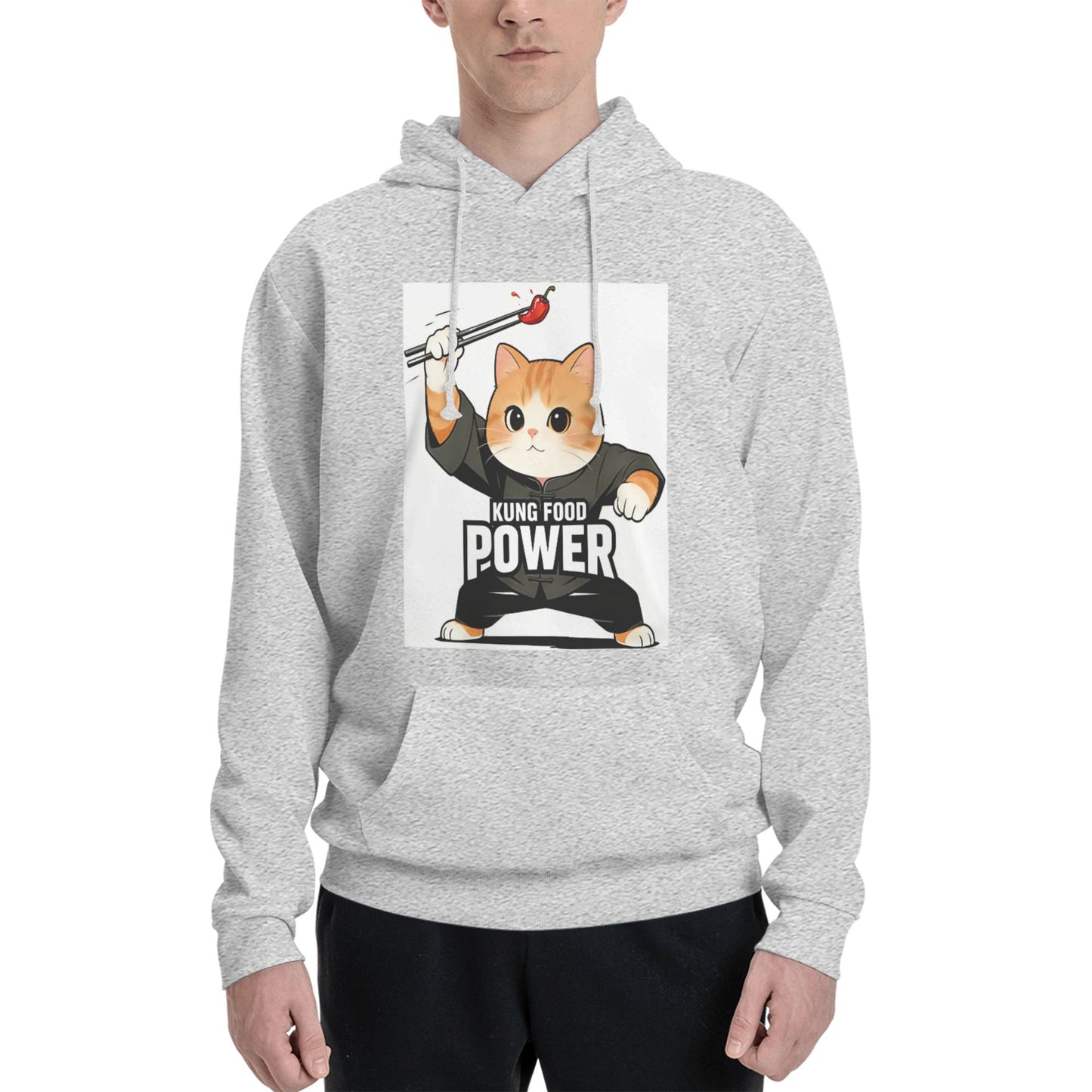KUNG FOOD POWER Hoodie - White with Kung Fu Cat Design | 2026 World Cup Streetwear