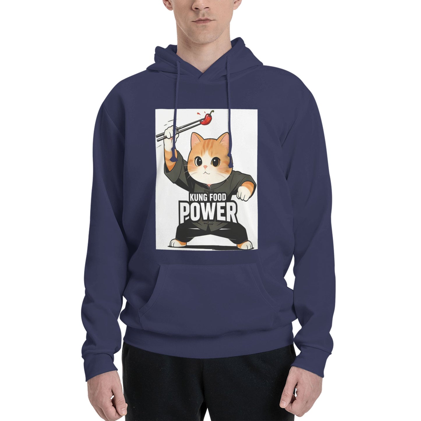KUNG FOOD POWER Hoodie - White with Kung Fu Cat Design | 2026 World Cup Streetwear