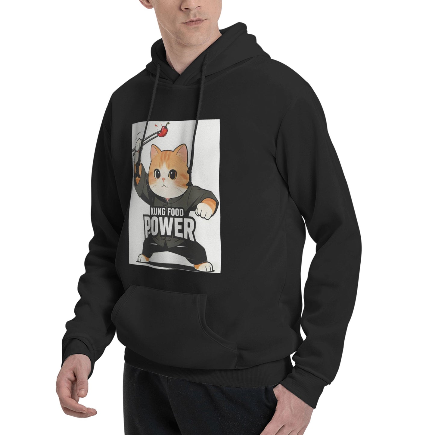 KUNG FOOD POWER Hoodie - White with Kung Fu Cat Design | 2026 World Cup Streetwear