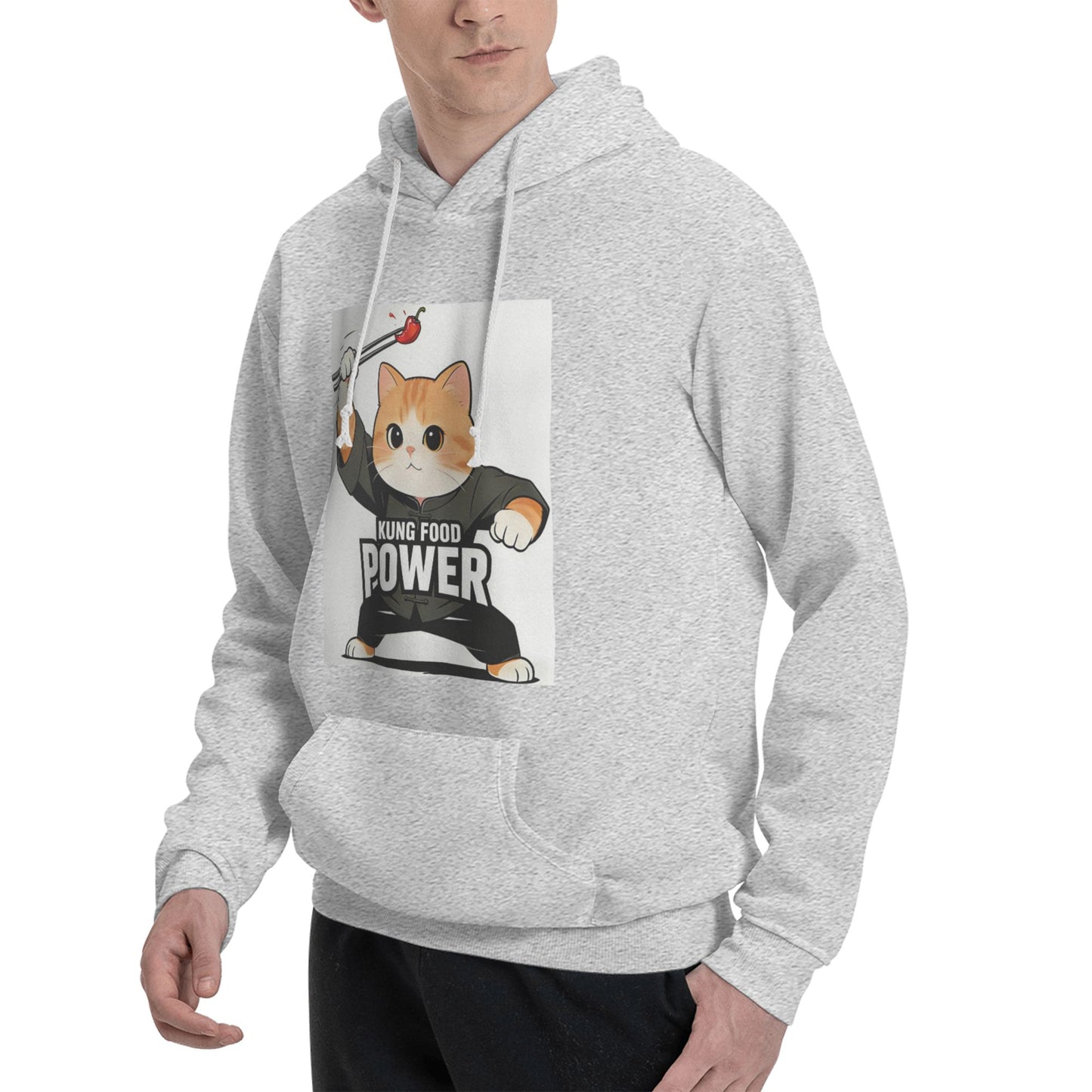 KUNG FOOD POWER Hoodie - White with Kung Fu Cat Design | 2026 World Cup Streetwear